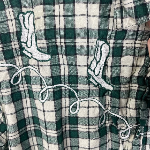 Outback Rider Green Plaid Cowboy Boot Embroidered Flannel M Women’s GUC - Picture 6 of 8